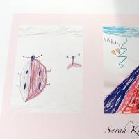 Kinderkunstplakat mit gedrucktem Hintergrund